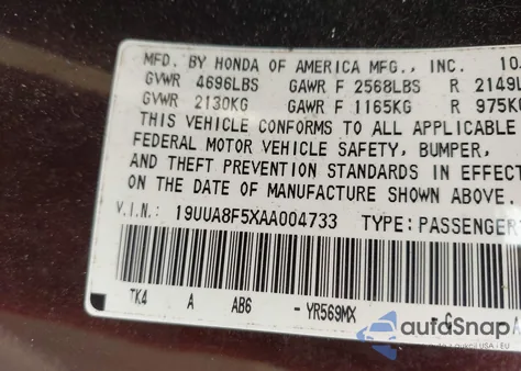 2010 Acura Tl 3.5 z USA, uszkodzony, nr VIN 19UUA8F5XAA004733